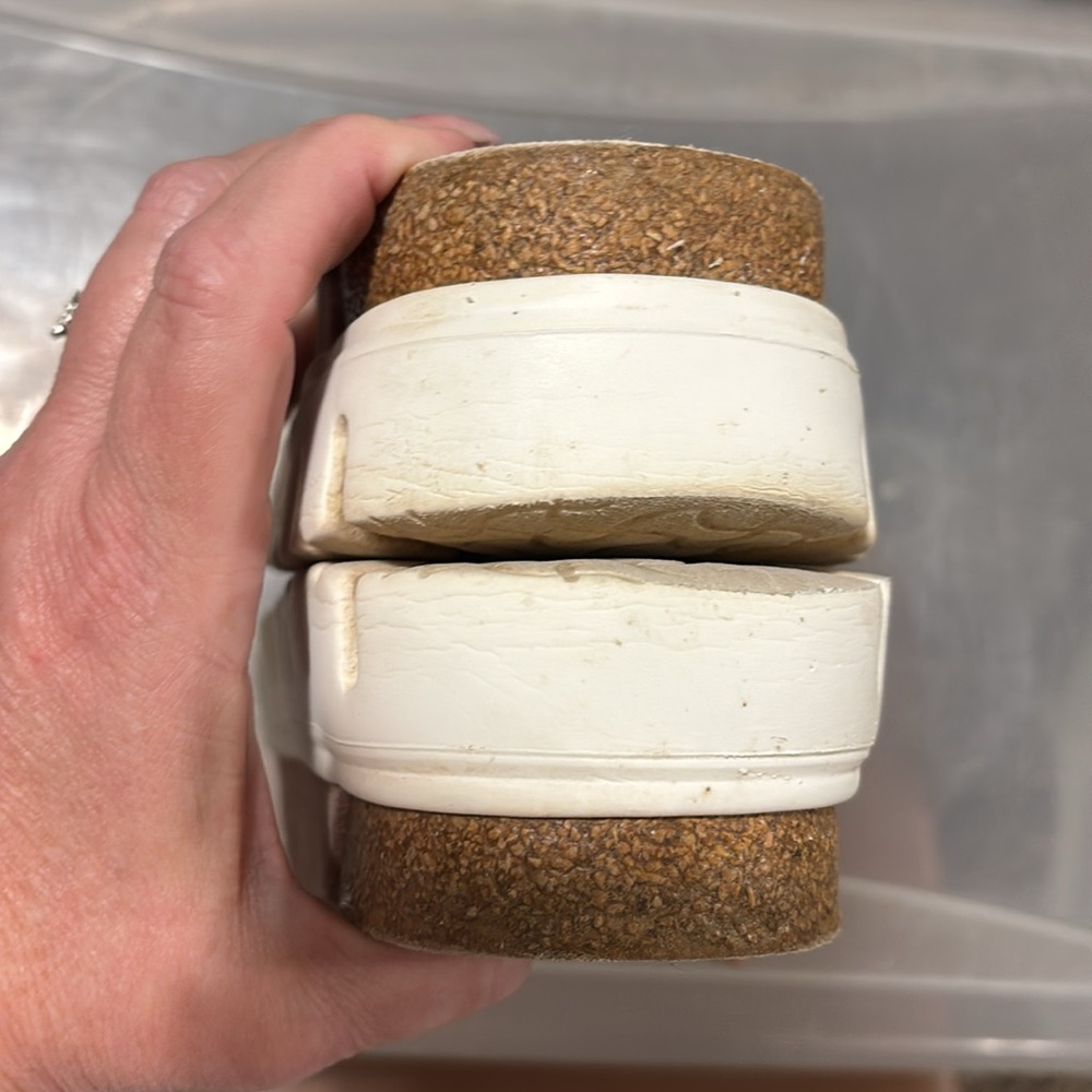 Birkenstock Papillio Pink and Tan Sandals with Contoured Footbed - Picture 5 of 7